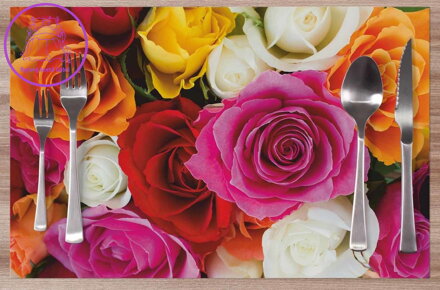  Prostírání na stůl - Barevné růže