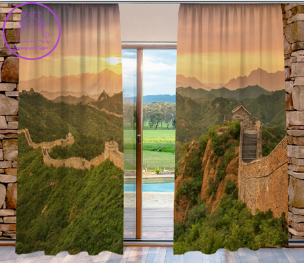Závěsy 3D dekorační 2x140x250cm Čínská zeď