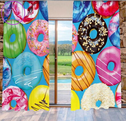 Závěsy 3D dekorační 2x140x250cm Donuts