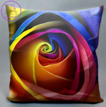 Fotopolštářek s efektem 3D - Duhová růže 40x40cm