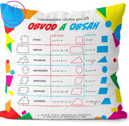 Polštářek naučný s potiskem - Geometrie