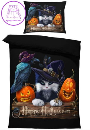  Povlečení z moderního materiálu Interlock fototisk 3D efekt - happy Halloween