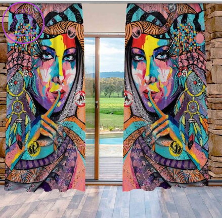 Závěsy 3D dekorační 2x140x250cm Indiánka art