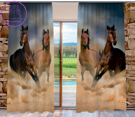 Závěsy 3D dekorační 2x140x250cm Koně