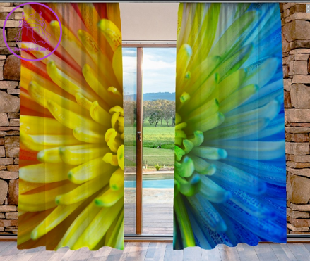 Závěsy 3D dekorační 2x140x250cm Duhový květ