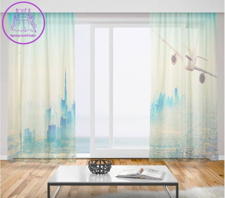 Záclony s 3D potiskem 2x150x250cm - Letadlo nad Dubají