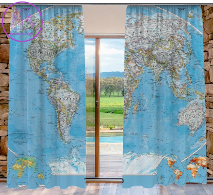Zatemňovací závěsy black out 3D efekt 2x130x250cm - Mapa