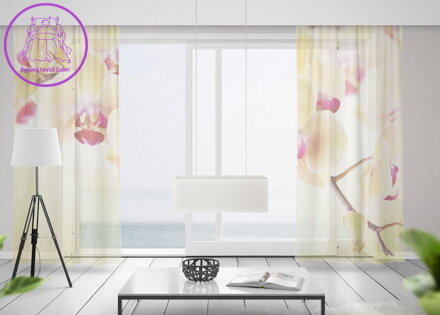 Záclony s 3D potiskem 2x150x250cm - Žlutá  orchidea