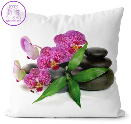 Fotopolštářek s efektem 3D - Orchidej na kamenech