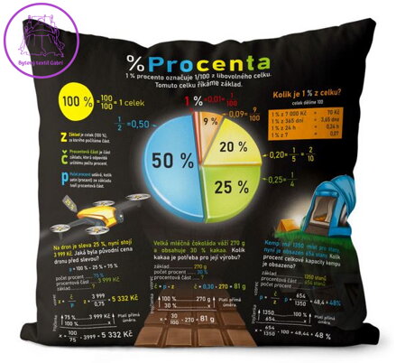 Polštářek naučný s potiskem - Procenta