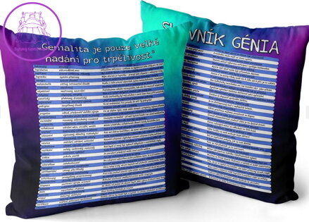 Polštářek naučný s potiskem - Slovník génia