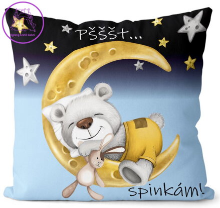 Polštářek Pšššt spinkám – modrá