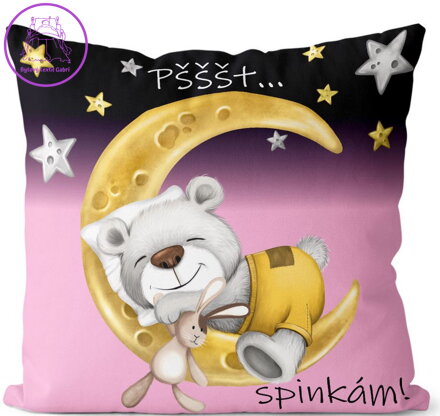 Polštářek Pšššt spinkám – růžová