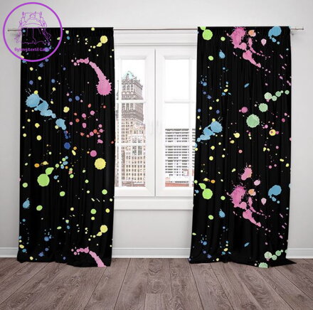 Zatemňovací závěsy tištěné black out 2x140x250cm - Splash Fluo Zatemňovací závěsy tištěné black out 2x140x250cm - Splash Fluo