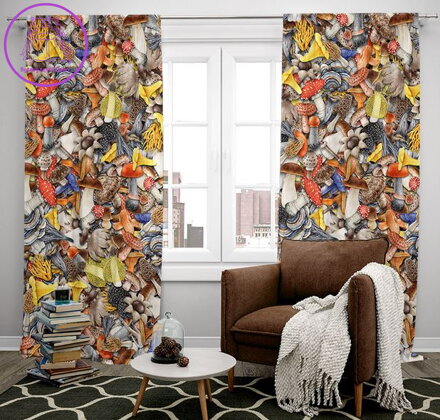 Zatemňovací závěsy tištěné black out 2x140x250cm - Houby houby houby Zatemňovací závěsy tištěné black out 2x140x250cm - Houby houby houby