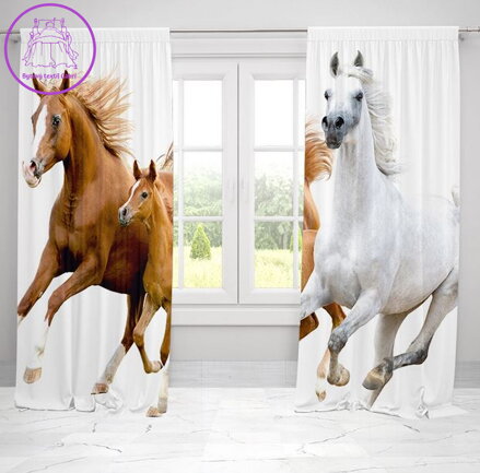 Zatemňovací závěsy tištěné black out 2x140x250cm - Koňská rodinka Zatemňovací závěsy tištěné black out 2x140x250cm - Koňská rodinka