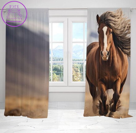 Zatemňovací závěsy tištěné black out 2x140x250cm - Kůň v horách Zatemňovací závěsy tištěné black out 2x140x250cm - Kůň v horách