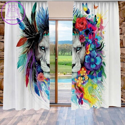 Závěsy dekorační tištěné 2x140x250cm - Lev art