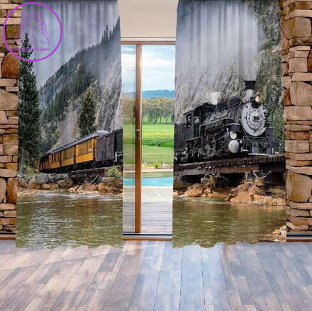 Zatemňovací závěsy tištěné black out 2x140x250cm - Lokomotiva Zatemňovací závěsy tištěné black out 2x140x250cm - Lokomotiva