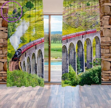 Zatemňovací závěsy tištěné black out 2x140x250cm - Lokomotiva na mostě Zatemňovací závěsy tištěné black out 2x140x250cm - Lokomotiva na mostě