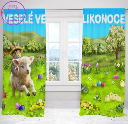 Zatemňovací závěsy tištěné black out 2x140x250cm - Ovečka a králíček Zatemňovací závěsy tištěné black out 2x140x250cm - Ovečka a králíček
