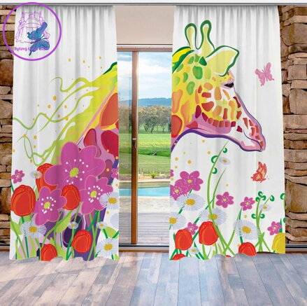 Závěsy 3D dekorační 2x140x250cm Žirafa art