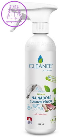 CLEANEE EKO Sprej na NÁDOBÍ s aktivní pěnou a vůní rebarbory 500 ml