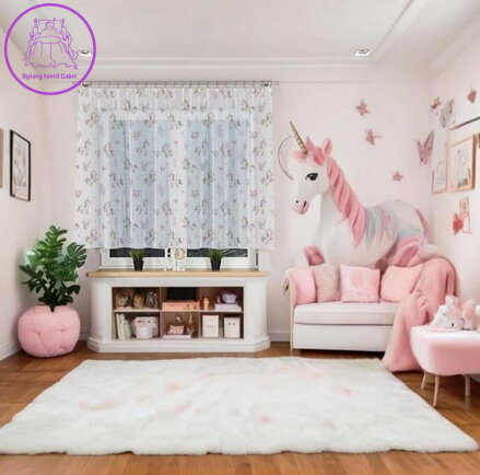Dětská záclona kusová tištěný voál 300x145cm Fir-Jednorožec