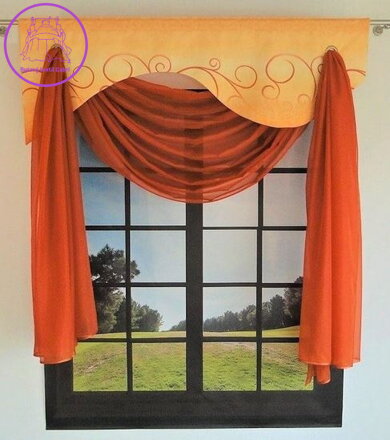 Draperie na garnýž 130cm Fir-N134 pomerančová