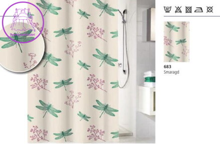  Koupelnový textilní závěs Scarlet 180x200cm smaragd-2022