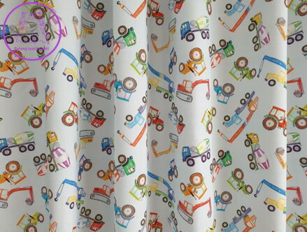 Metrážová dětská dekorační látka bavlněná šíře 140cm Lag-Twister Truck Doodle B02-2025