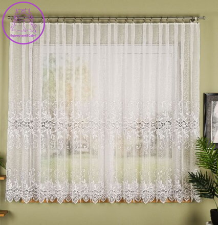 Metrážové záclony bílé s krajkou na markizetě Gabri-122467-2026