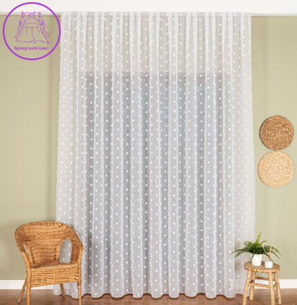 Metrážová záclona vyšívaná bílá s olůvkem výška 300cm Gabri-424092-2026