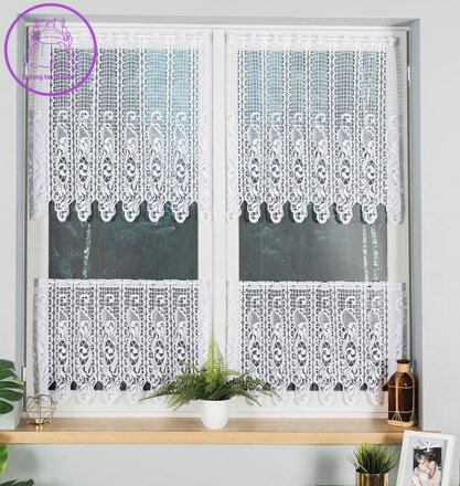 Metrážové vitrážky bílé žakárové panelové se vzorem Gabri-605100 ( více rozměrů )