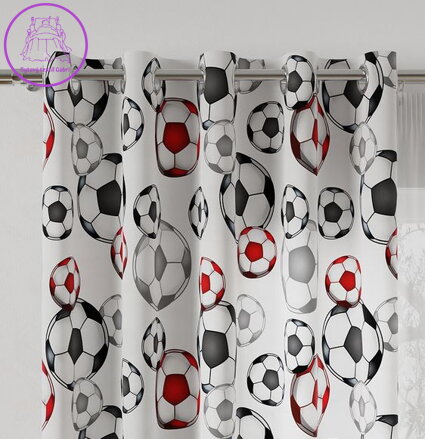 Metrážový dětský dekorační závěs tištěný šíře 140cm Gabri-D00051/OXF/002 Fotbal červený 2023