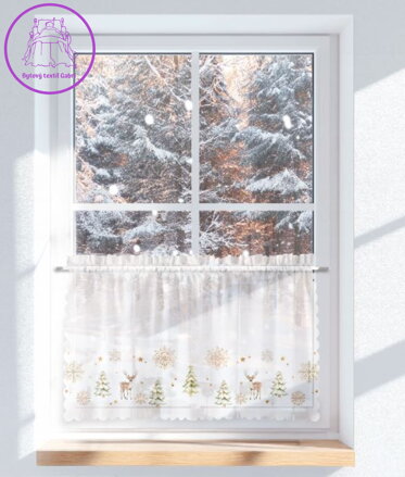 Voálová vitrážková záclona s potiskem vánoční 100x60cm Gabri- PBN336 Vánoce