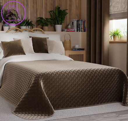 Přehoz na postel prošívaný Gabri - Velvi 002 hnědý ( více rozměrů )