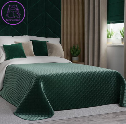 Přehoz na postel prošívaný Gabri - Velvi 012 smaragdový ( více rozměrů )