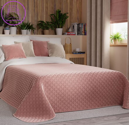 Přehoz na postel prošívaný Gabri - Velvi 013 tmavě pudrový růžový ( více rozměrů )