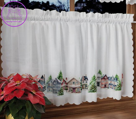 Microfibra vitrážková záclona s potiskem vánoční 100x60cm Gabri- PBN266 Zimní město