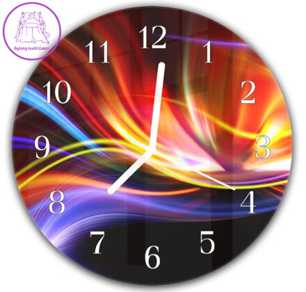 Nástěnné hodiny kulaté 30cm - Abstraktní barevná design vlna