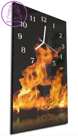 Nástěnné hodiny 30x60cm - Plamen ohně na černém