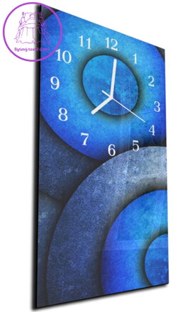 Nástěnné hodiny 30x60cm - Abstraktní modrý kulatý vzor