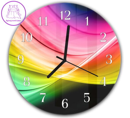 Nástěnné hodiny kulaté 30cm - Elegantní barevná abstrakce