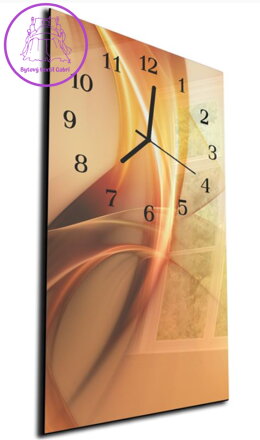 Nástěnné hodiny 30x60cm - Sytě oranžová vlna