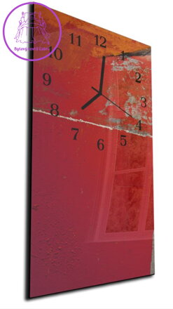 Nástěnné hodiny 30x60cm - Temně červená malba