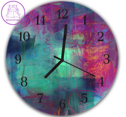Nástěnné hodiny kulaté 30cm - Akrylové barvy pozadí