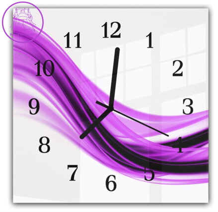 Nástěnné hodiny 30x30cm - Abstraktní temně fialová vlna