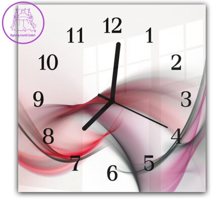 Nástěnné hodiny 30x30cm - Abstraktní růžovo fialová vlna