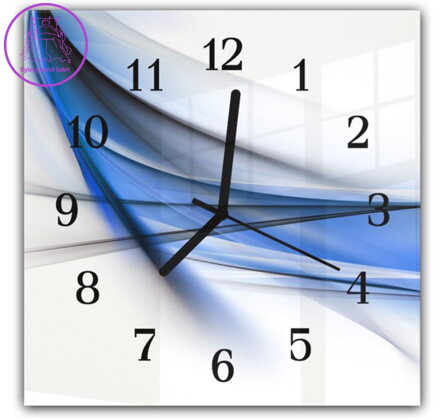 Nástěnné hodiny 30x30cm - Modrá abstraktní vlna na bílém pozadí